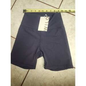 Wilo The Label Wellness Ribbed Biker Shorts Navy Blue XS W5WH158NVY-XS